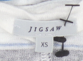 Jigsaw Women's Blue Striped Linen T-Shirt XS Relaxed Fit