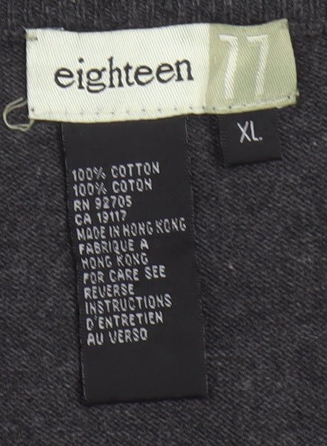 Eighteen Men's Grey Cotton V-Neck Sleeveless Vest XL