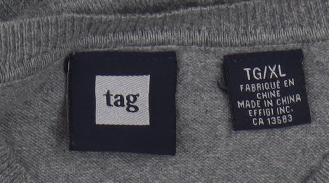 Tag Women Grey Knit V-Neck Sleeveless Vest Jumper XL Cotton Blend