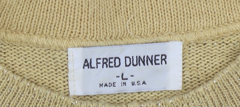 Alfred Dunner Womens Gold Short Sleeve Knit Pullover Jumper Size L