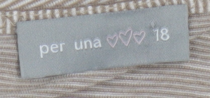 Marks and Spencer Per Una Women's Beige Striped Tunic Blouse Size 18