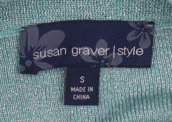Susan Graver Women’s Green Long Sleeve Open Cardigan Size S