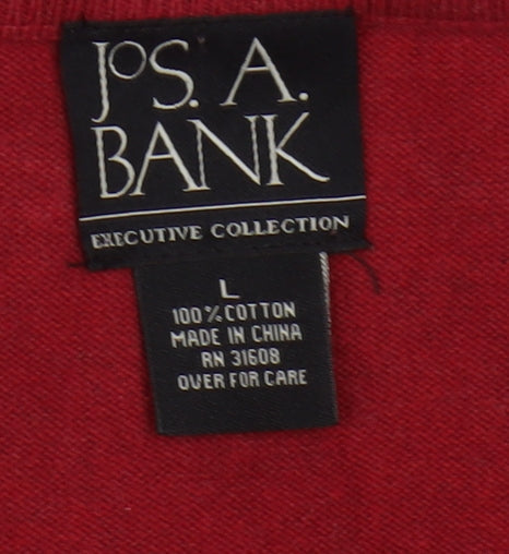 Jos. A. Bank Men’s Red Argyle V-Neck Cotton Jumper Size L