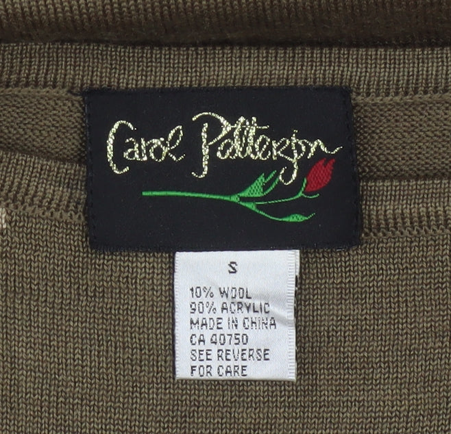 Carol Patterson Women Brown Geometric Wool Blend Pullover Jumper S