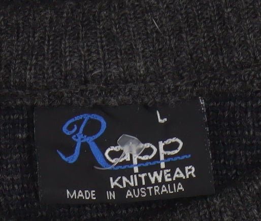 Rapp Knitwear Men's Grey Wool Blend Cable Pullover Jumper L