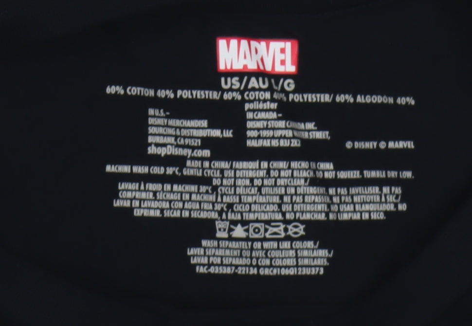 Marvel Men's Black Spider-Man Long Sleeve Graphic Shirt Size L