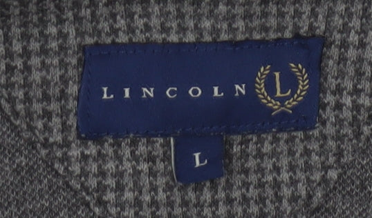 Lincoln Men's Grey Long Sleeve Button-Down Polo Shirt Size L