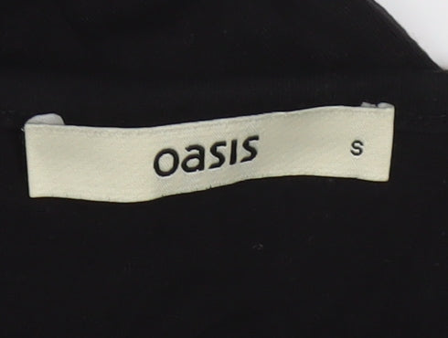 Oasis Womens Black Long Sleeve Scoop Neck Viscose Jersey Top Size S