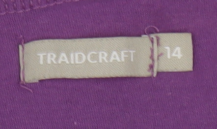 Traidcraft Women Purple Organic Cotton Cardigan Coatigan Size 14