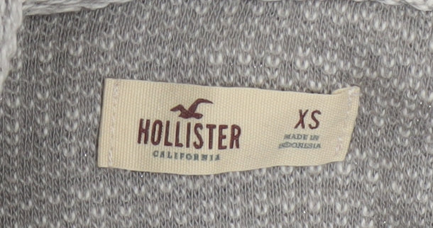 Hollister Women’s Grey Knit Pullover Hoodie XS Cotton Blend
