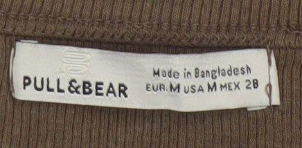 Pull&Bear Women’s Brown Cropped Long Sleeve Stretch Top Size 12