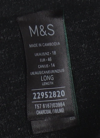 Marks and Spencer Women’s Charcoal Wide-Leg Trousers Size 18 Long Polyester Cotton Blend