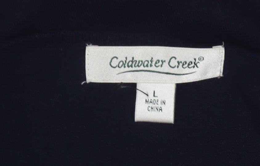 Coldwater Creek Womens Black Silk Blend V-Neck Short Sleeve Top L