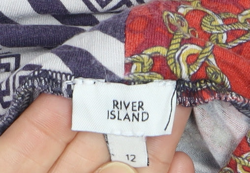 River Island Womens Multicoloured Size 12 Long Sleeve High Neck Top
