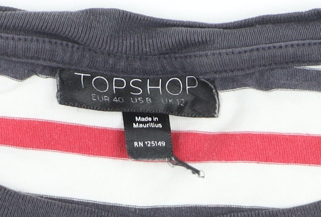 Topshop Womens Multicoloured Striped Ringer T-Shirt Size 12