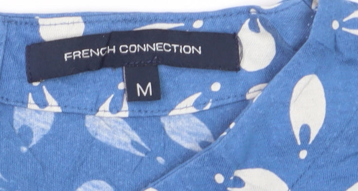 French Connection Womens Blue Cotton Short Sleeve Blouse M