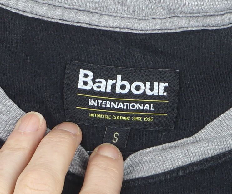 Barbour International Men's Black Grey Long Sleeve Cotton Top S
