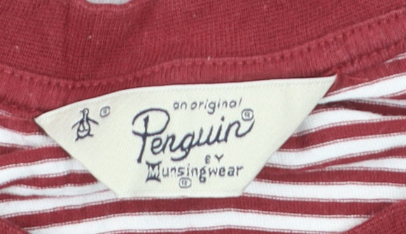 Original Penguin by Munsingwear Men's Red Striped Short Sleeve Polo M