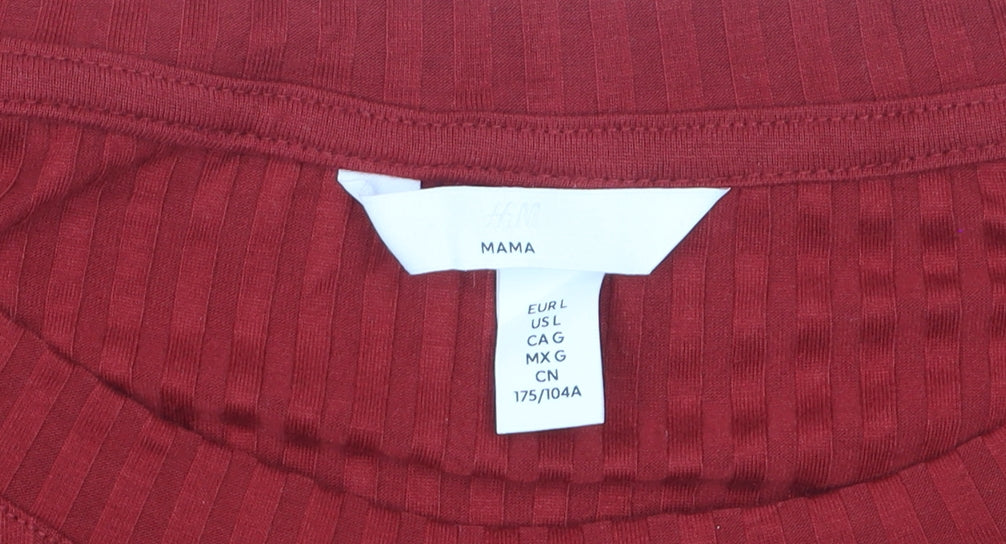 H&M Maternity Red Cropped Long Sleeve Jersey T-Shirt Size 14