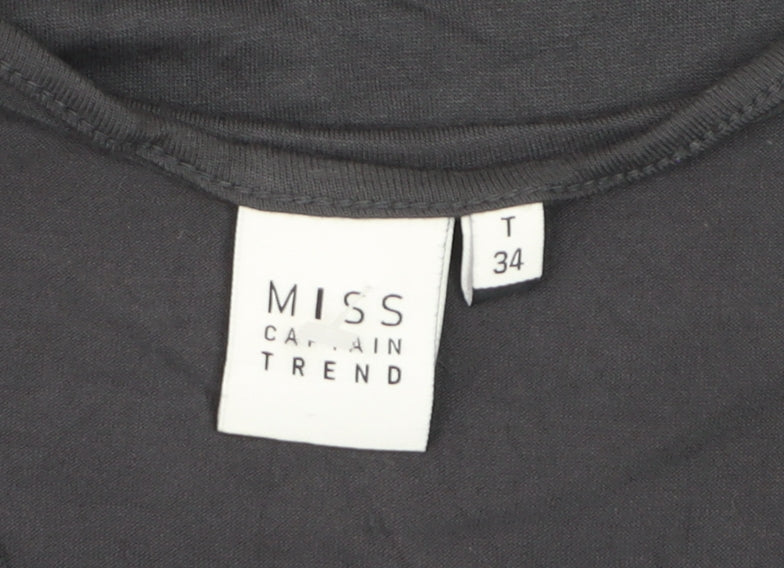 Miss Captain Trend Women's Blue Colourblock Long Sleeve Blouse Size 6