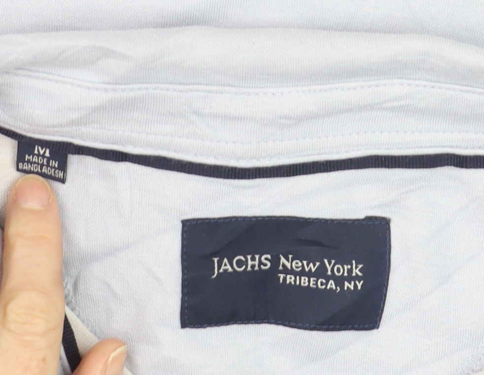 JACHS New York Men's Light Blue Cotton Stretch Long Sleeve Dress Shirt M