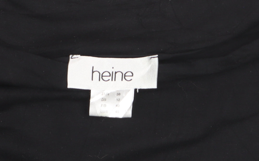 Heine Women’s Black Asymmetrical Long Sleeve Tunic Blouse Size 12