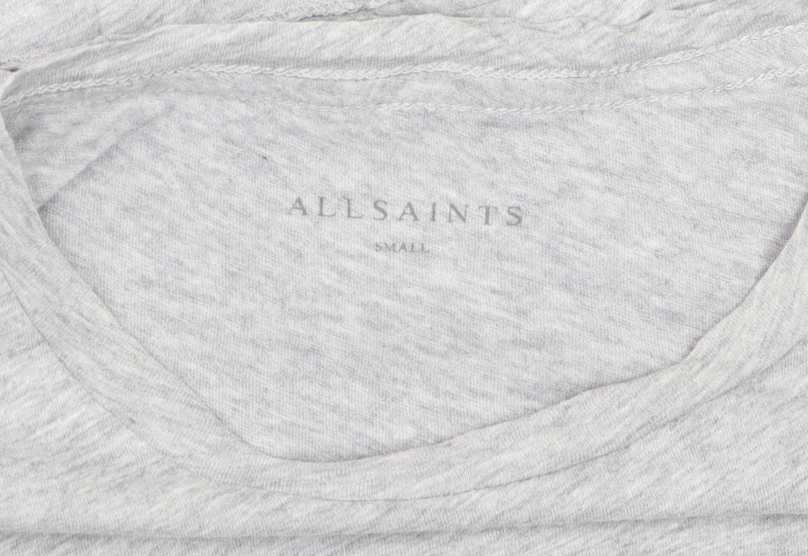 AllSaints Women's Grey Cotton Basic Crew Neck T-Shirt Size S
