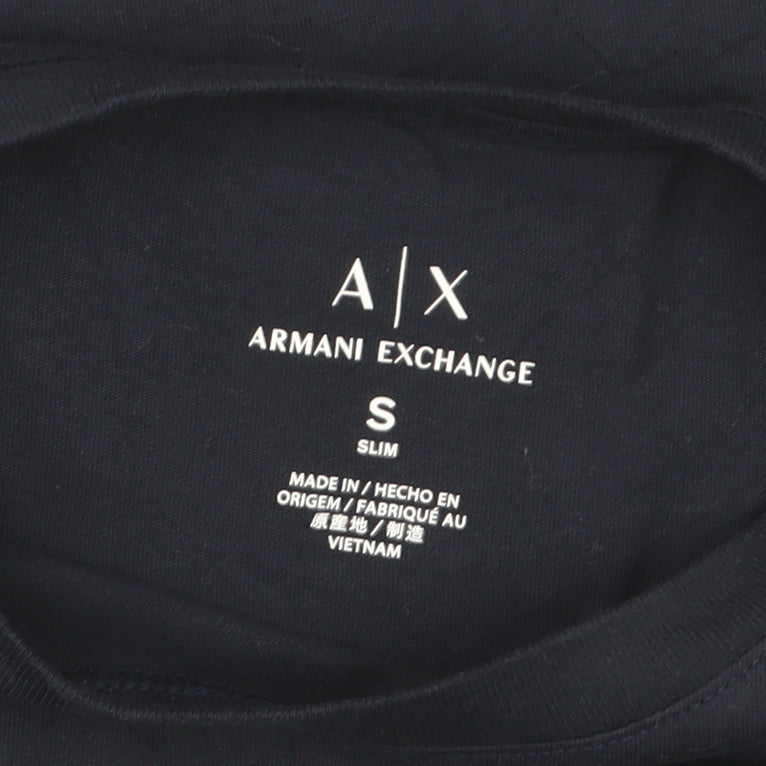 Armani Exchange Men’s Blue Slim Fit Logo Crew Neck T-Shirt Size S