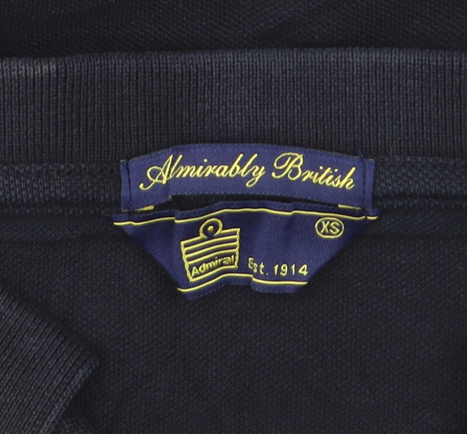 Admiral Men's Black XS Polo Shirt Yellow Trim Cotton Casual Tee