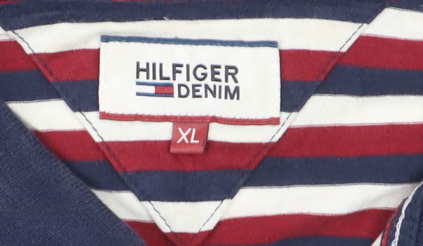 Hilfiger Denim Men's Multicoloured Striped Polo Shirt XL