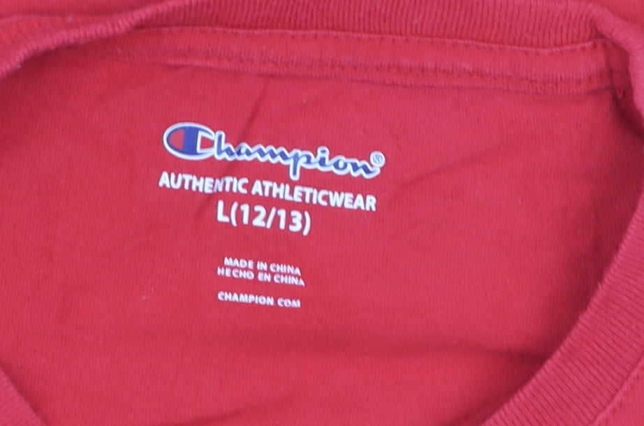Champion Boys Red Graphic Logo T-Shirt Size 12-13 Years Short Sleeve Cotton
