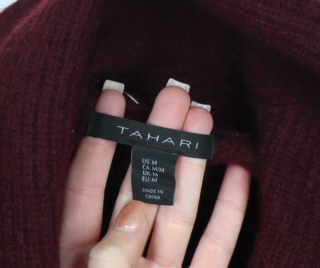 Tahari Womens Burgundy Wool Blend Roll Neck Long Sleeve Jumper M