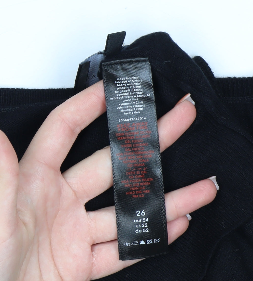Live Unlimited London Women's Black V-Neck Pullover Jumper Size 26