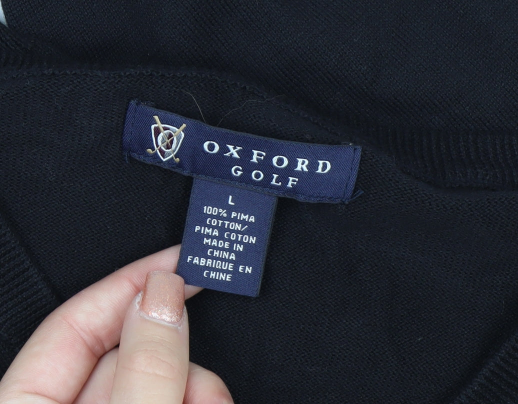Oxford Golf Men's Black Cotton V-Neck Pullover Jumper L