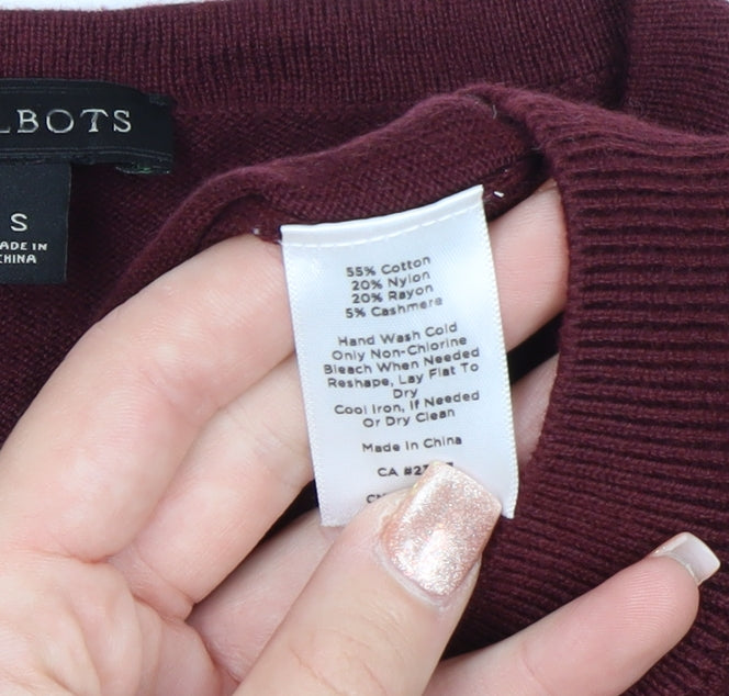 Talbots Women Red Small Cotton Cashmere Cardigan Jumper