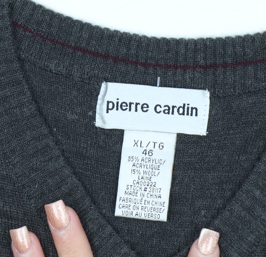 Pierre Cardin Men's Grey XL V-Neck Pullover Jumper