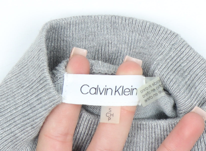Calvin Klein Women's Grey Roll Neck Knit Jumper Size S