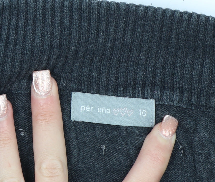 Marks & Spencer Per Una Grey Wool Blend Women's Jumper Size 10