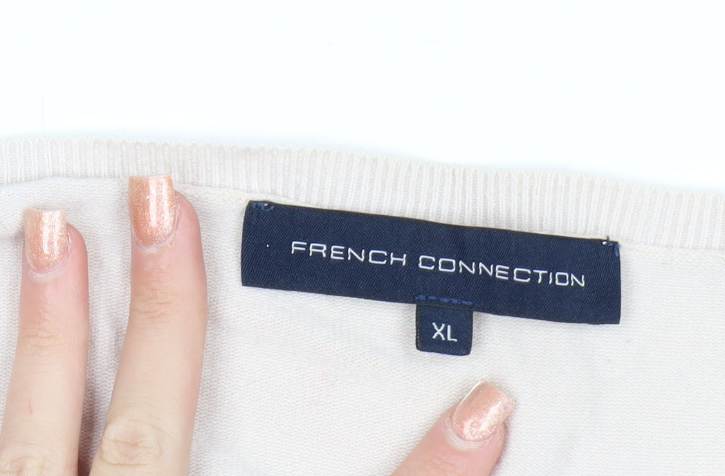 French Connection Women's Beige XL Button Cardigan Knitwear