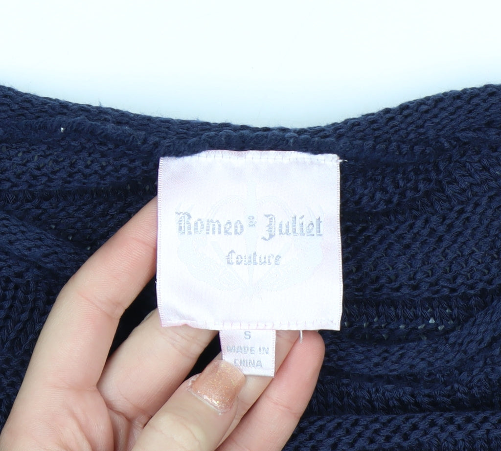 Romeo & Juliet Couture Women's Blue Knit Pullover Jumper Size S