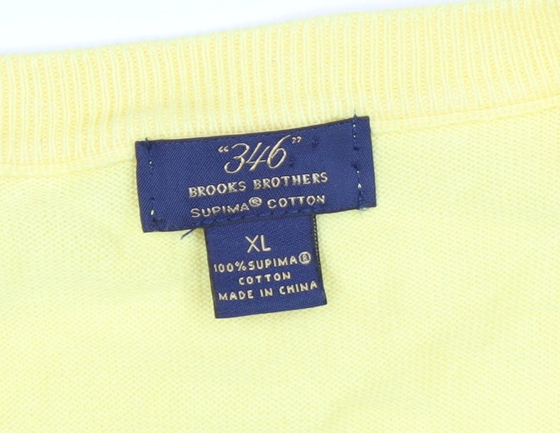 Brooks Brothers Men's Yellow Cotton V-Neck XL Sleeveless Vest