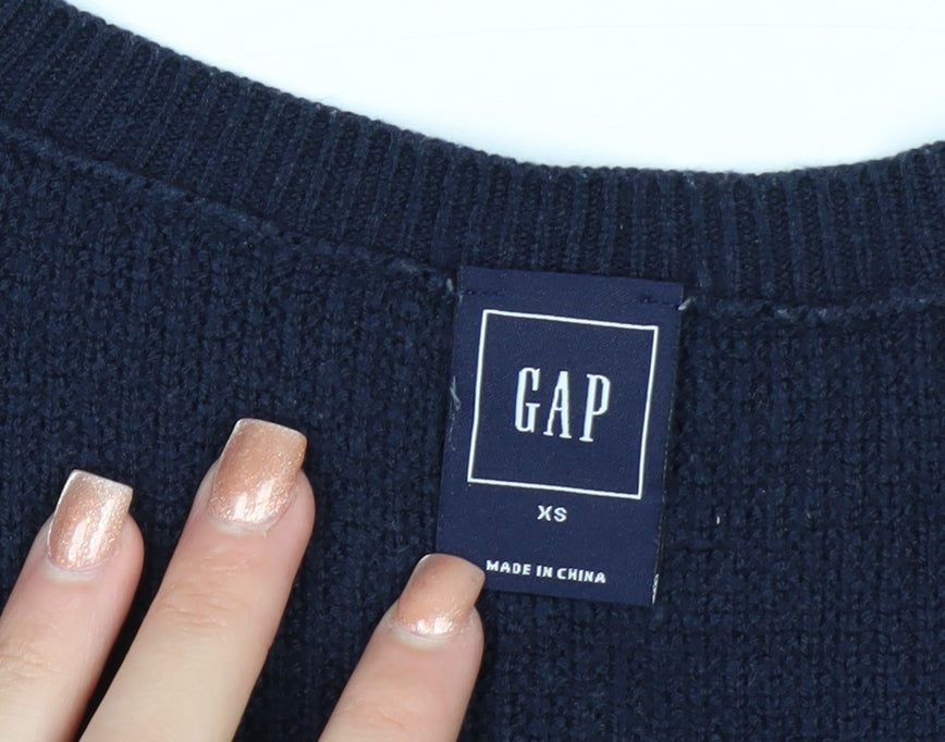 Gap Women’s Blue Striped V-Neck Knit Pullover Jumper XS