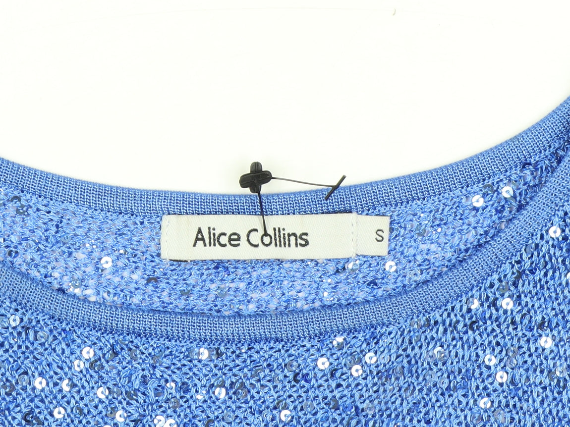 Alice Collins Womens Blue Sequin Cape Jumper S Relaxed Fit Knitwear