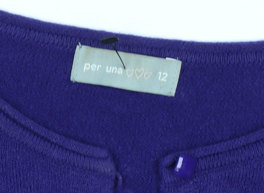 Marks and Spencer Per Una Women's Purple Acrylic Long Sleeve Cardigan Size 12