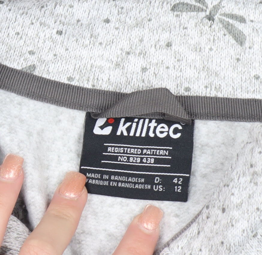 Killtec Womens Grey Full Zip Fleece Jacket Size 12 Dragonfly Print