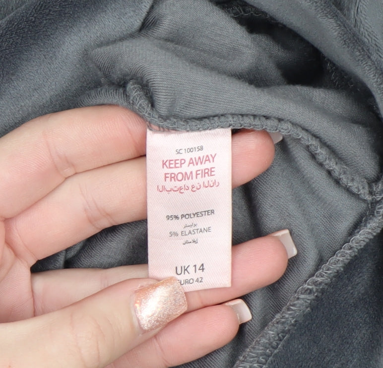 Boux Avenue Womens Grey Velour Full Zip Hoodie Size 14