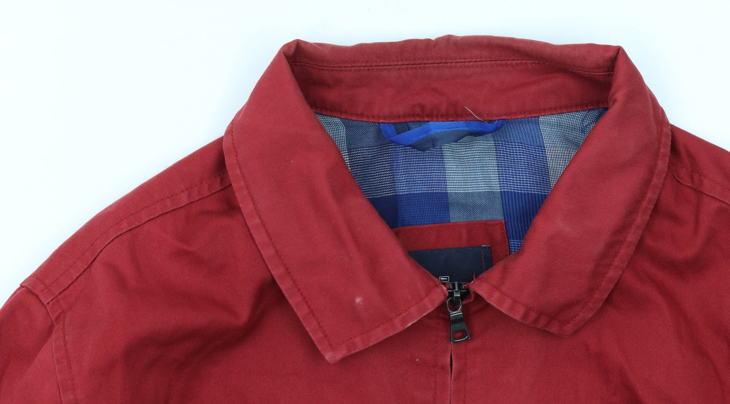 Marks and Spencer Mens Red Cotton Full Zip Jacket 2XL Casual