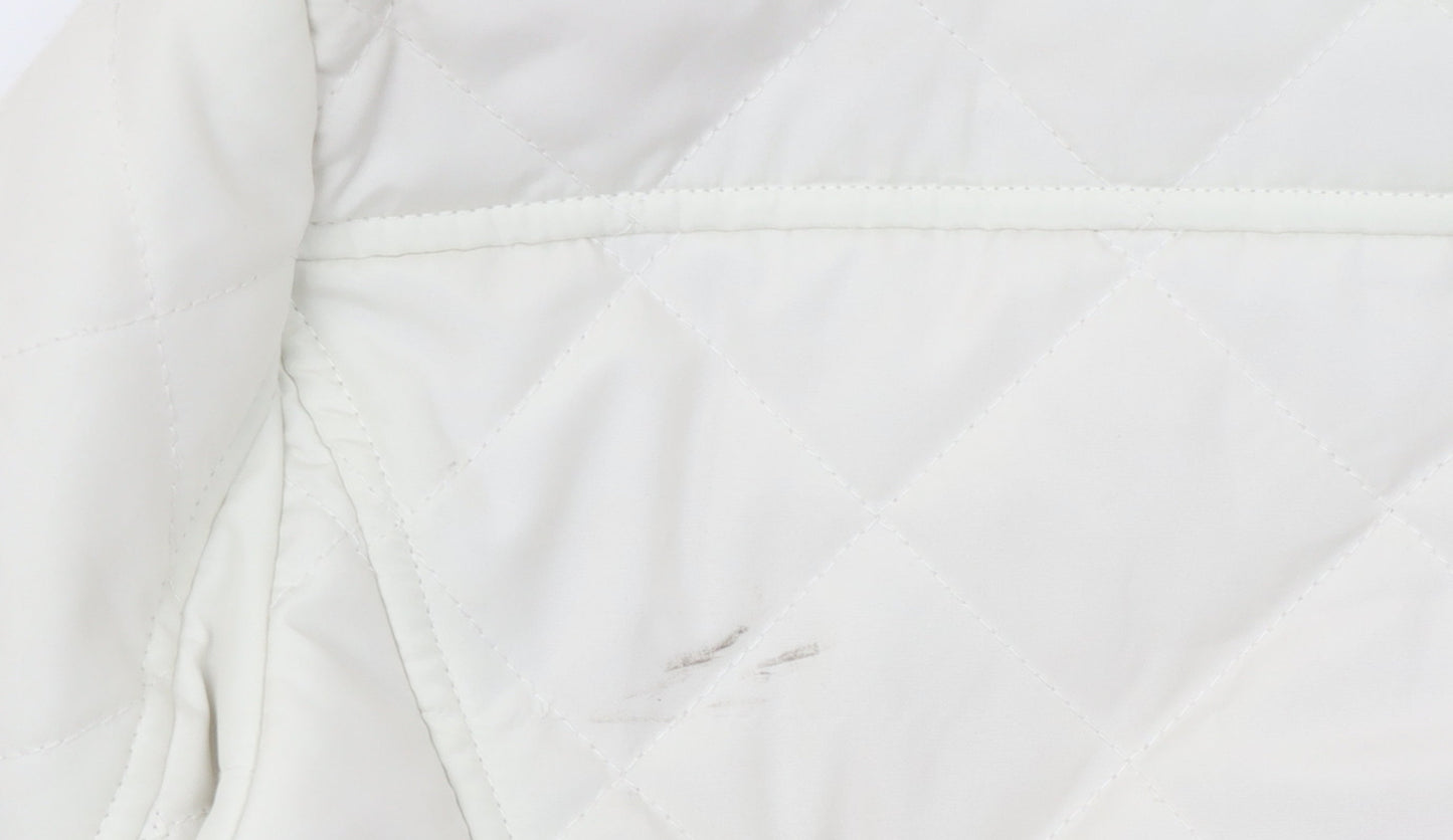 Dash Women’s Ivory Quilted Mid-Length Jacket UK 12 Button Style