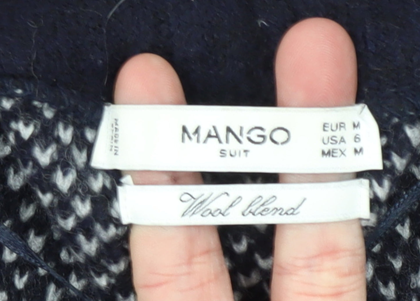 Mango Women’s Blue Wool Blend Open Knit Long Sleeve Cardigan Size 10