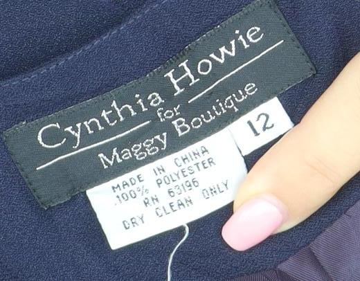 Cynthia Howie Women’s Blue Formal Mid-Length Button Coat Size 12